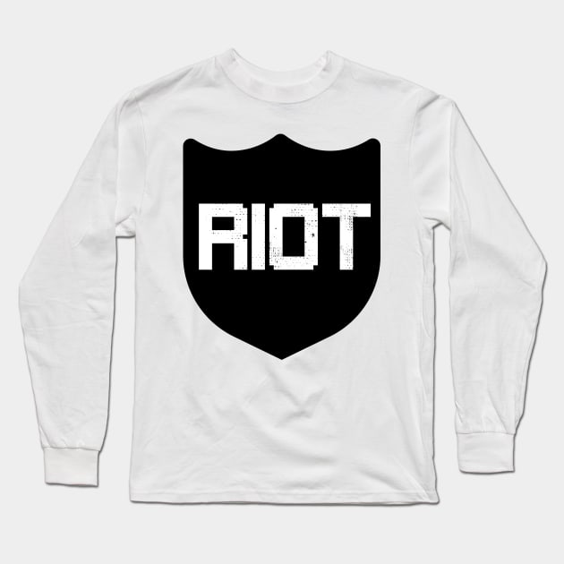 Riot Black Shield Design Long Sleeve T-Shirt by Bazzar Designs